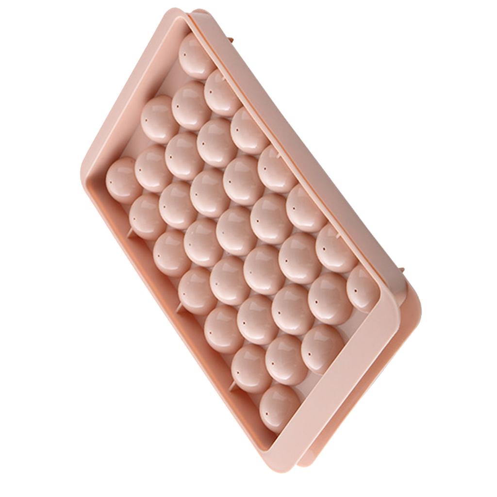 33 Grid Ice Cube Tray Easy Release Flexible Ice Cube Mold with Lid for Cocktail Freezer Pink
