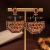 Medieval Vintage Ethnic Wind Diamond-encrusted Geometric Earrings, Temperament Versatile High-end Earrings, Medieval Diamond-encrusted Earrings