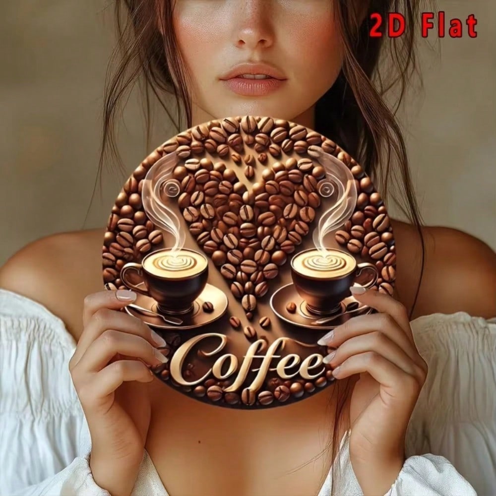 Metal Tin Sign Coffee Lovers Wall Art 8x8 Inches Waterproof Heat Resistant Home Decor