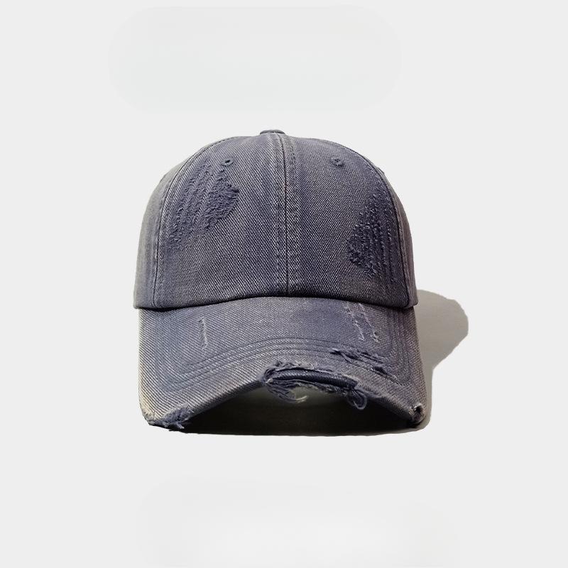 Retro Old Ripped Black Baseball Hat Men and Women Spring and Summer Trend Street Personality Soft Top Baseball Cap Versatile