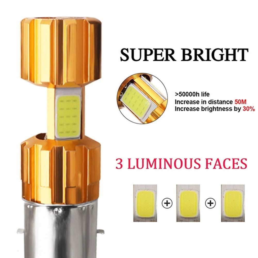 Motorbike Motor HeadLamp BA20D Car LED Bulb Hi/Lo Beam Light Motorcycle Headlight COB Fog Light