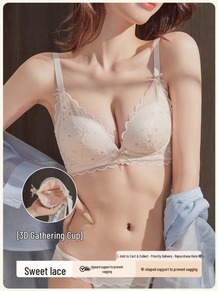

Women s French Lace Breathable Lift Bra - Anti-Sagging, Adjustable, Side Support 36/80AB