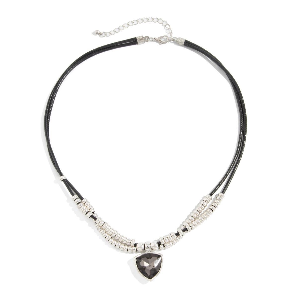 

Black Crystal Irregular Heart Shaped Pendant Necklace Women s Double-layer Sweater Chain Party Jewelry Gift