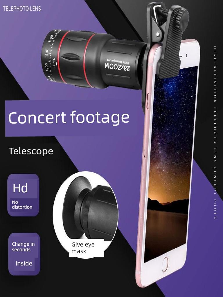 18X 28X 36X Mobile Phone External Telephoto Lens High-Definition Monocular Telescope for Concert Photography