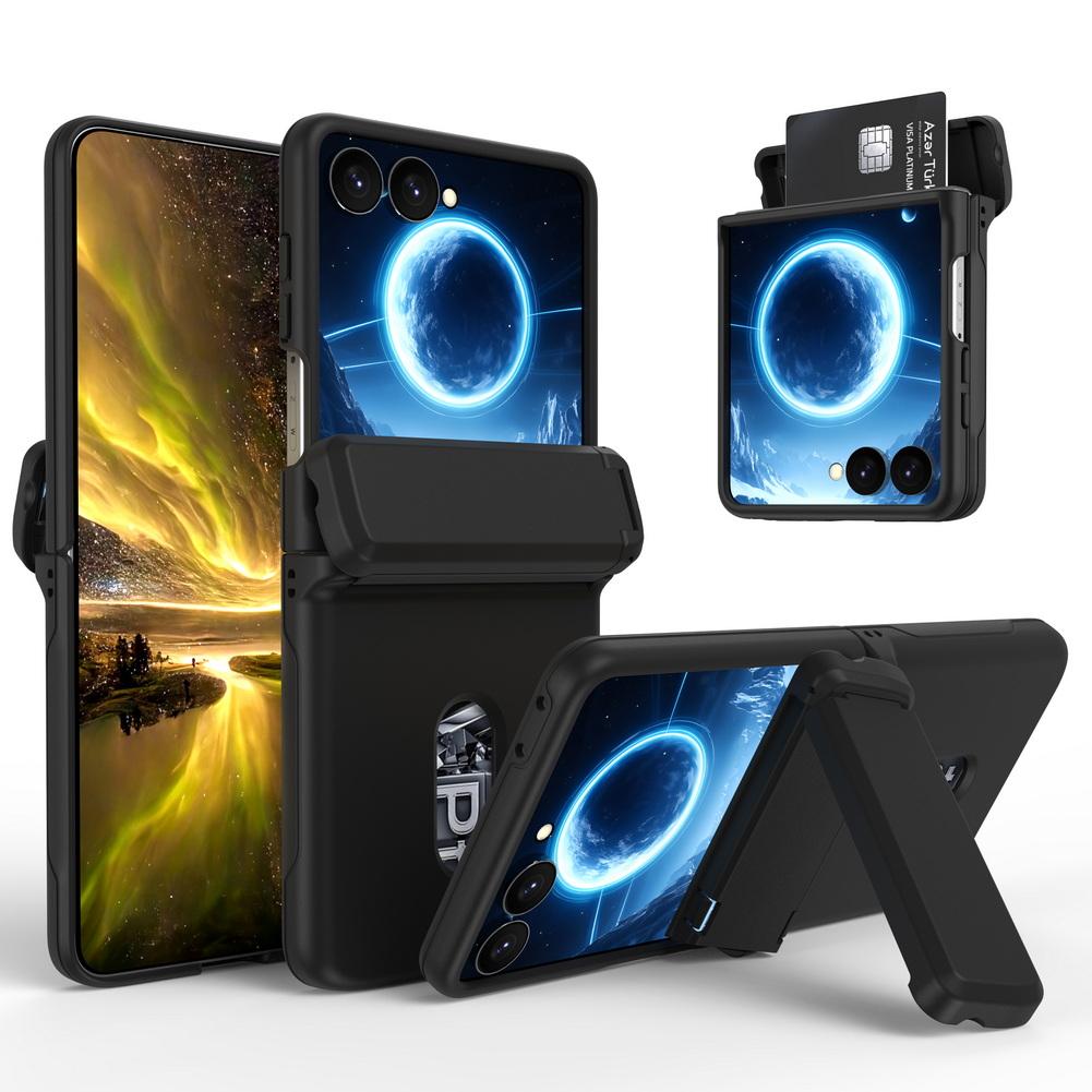 Spring Hinged Kickstand Holder Case For Samsung Z Flip 8 Flip7 FE Galaxy Z Flip 7 6 5 2 Credit Card Slot Lens Protect Cover