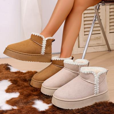 Winter Round Head Suede Sexy Comfortable Warm Casual Snow Boots Fashionable New Thick-soled Non-slip Walking Boots for Women