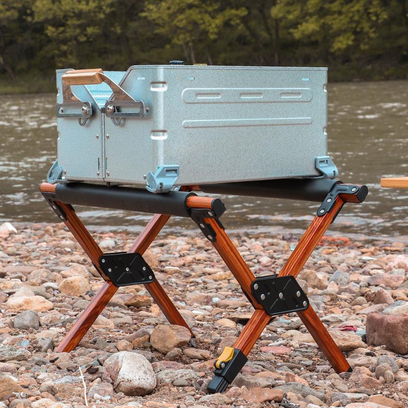 JUSTINLAU Soporte Plegable para Nevera de Camping al Aire Libre Soporte Ajustable de Aleación de Aluminio para Cubo de Hielo Soporte para Equipaje Soporte Antideslizante