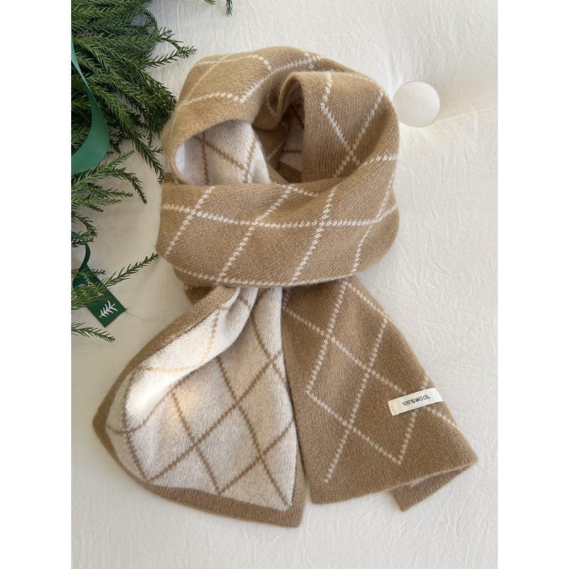 Xiaoxiangfeng Double Sided Scarf Rhombus Plaid Scarf To Keep Warm in Winter Korean Style Couple
