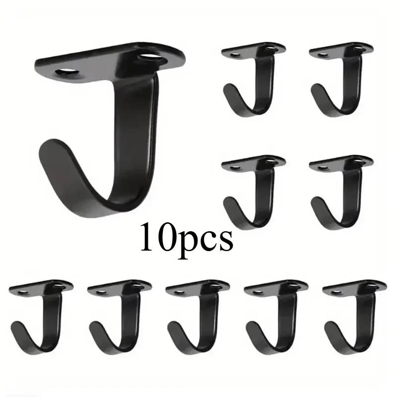5/10Pcs Stainless Steel Screw Mounted Ceiling Hooks  UnderShelf Towel  Heavy Duty Hanger for Bathroom Cabinet Garage