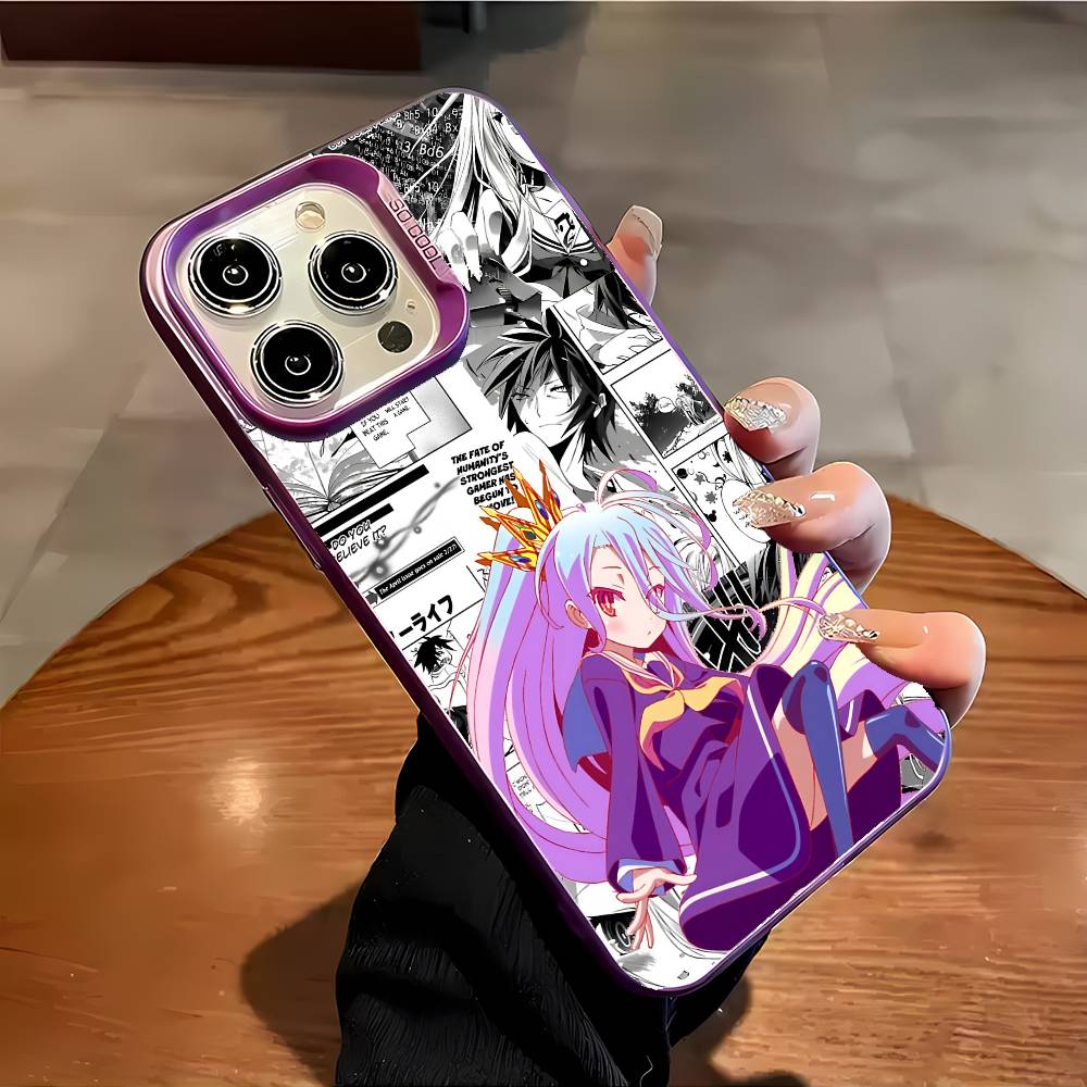 Anime Girl Shiro Phone Case For IPhone 17 16 15 14 13 12 11 Plus Pro Max Multicolor Aurora Laser Shockproof Funda Cover