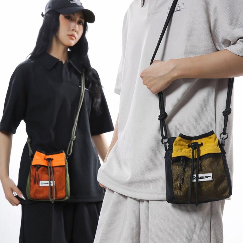 Pleated Men Messenger Bag Nylon Mini HandBag Fashion Drawstring Crossbody Bag  Kids