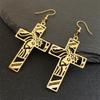 Catholic Cross Crucifix Pendant Earrings for Women Stainless Steel Gold Color Religious Holy Lord Amulet Earring Jewelry E8245