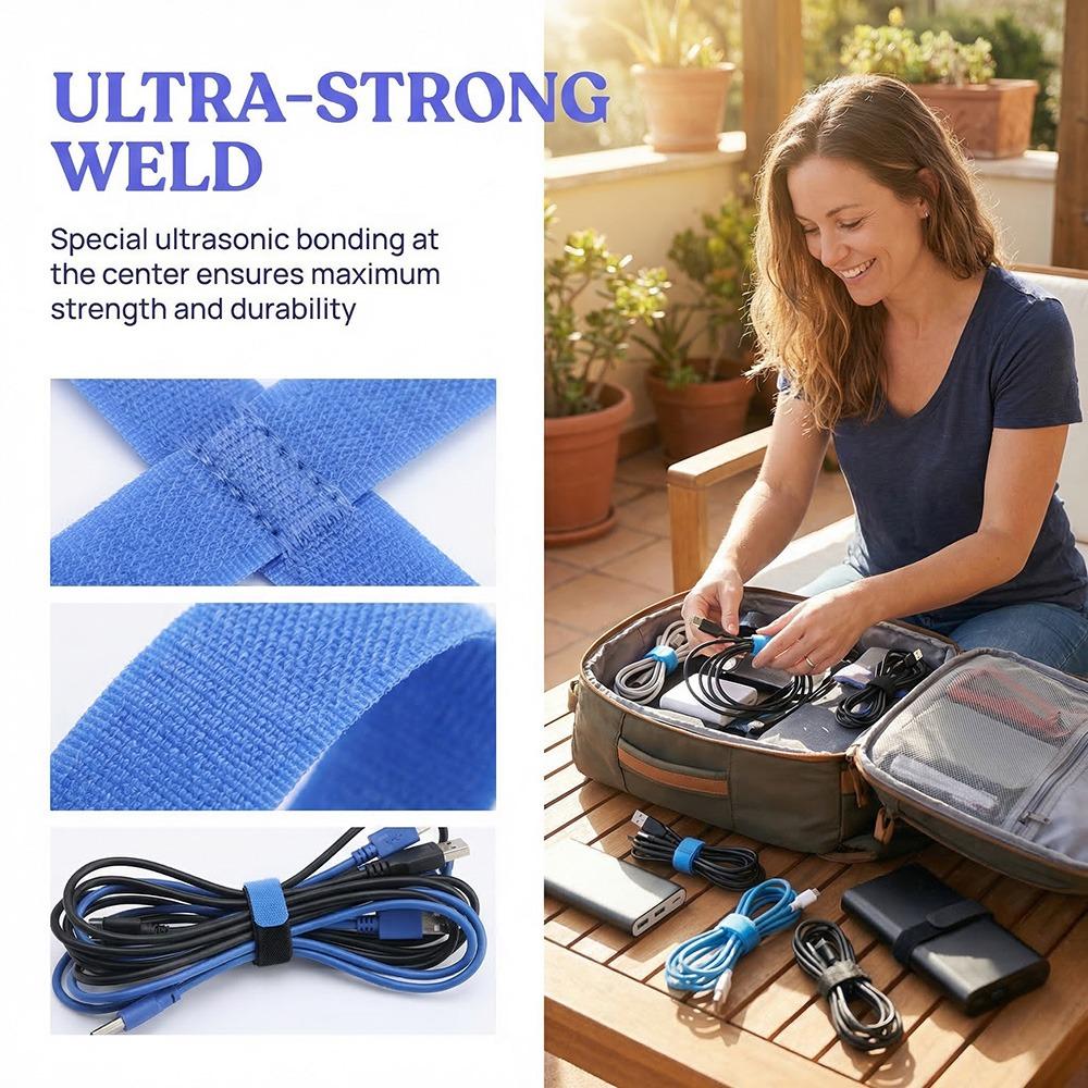 50PCS Pink/Red/Blue/Black/Yellow Cord Lead Straps Reusable Cable Holder  Home Office Travel