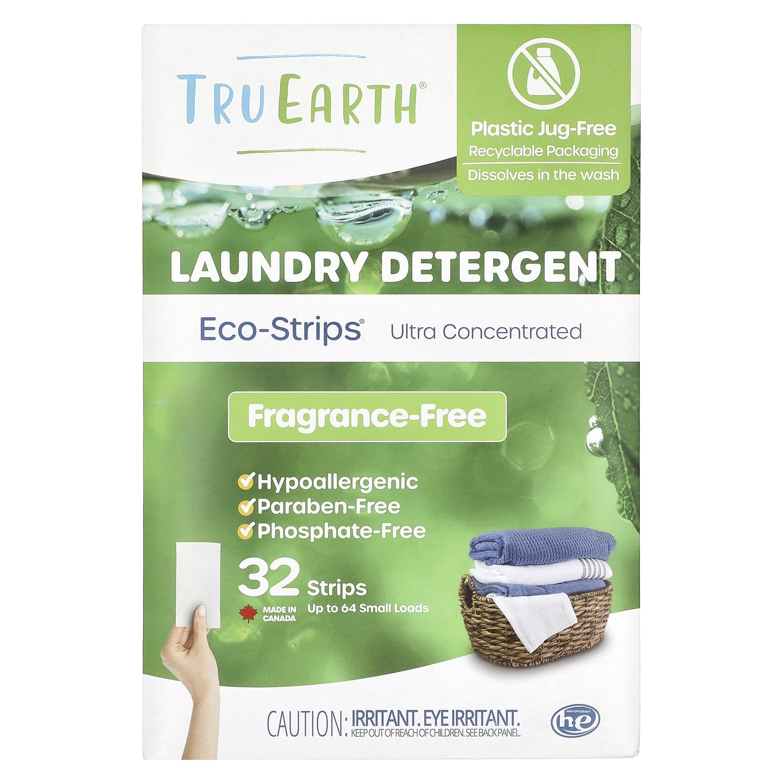 

Eco-Strips® Стиральный порошок, Концентрированный, Без запаха, 32 полоски