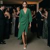 Lady Ruffle Dress Summer Women Deep V-Neck Dress, Slim Waist Midi Long Sleeves Solid Color Wrap for Daily Wear Party