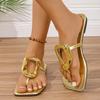 Neue flache Mode niedrige Absätze Sandalen Mode Zehen flacher Boden Damen Hausschuhe 43