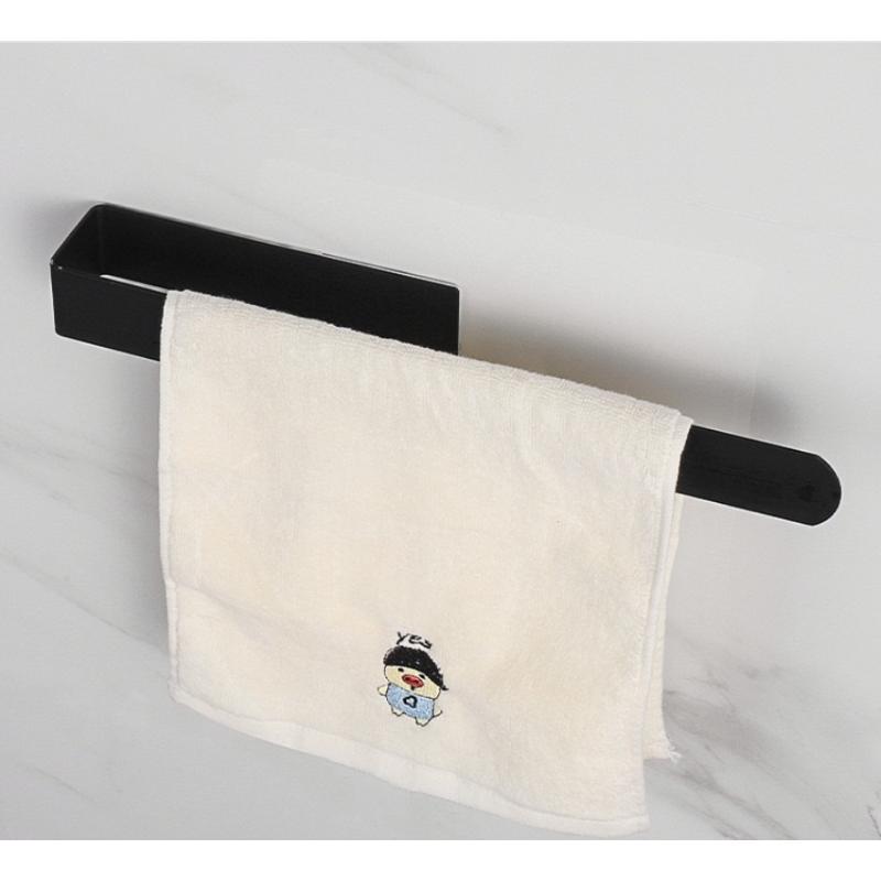 Stainless Steel Towel Bar Holder with Hooks, Wall Mounted Bathroom Hand Towel Rack, Multi-Purpose Robe Hook Rack