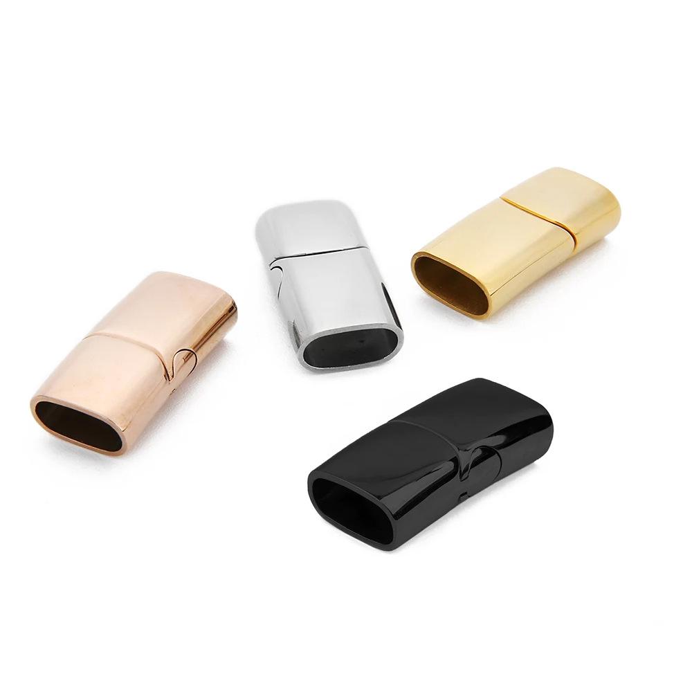 316 Stainless Steel Magnetic Clasp Leather Bracelet, DIY Jewelry Accessory, Flat Buckle Woven Cord.