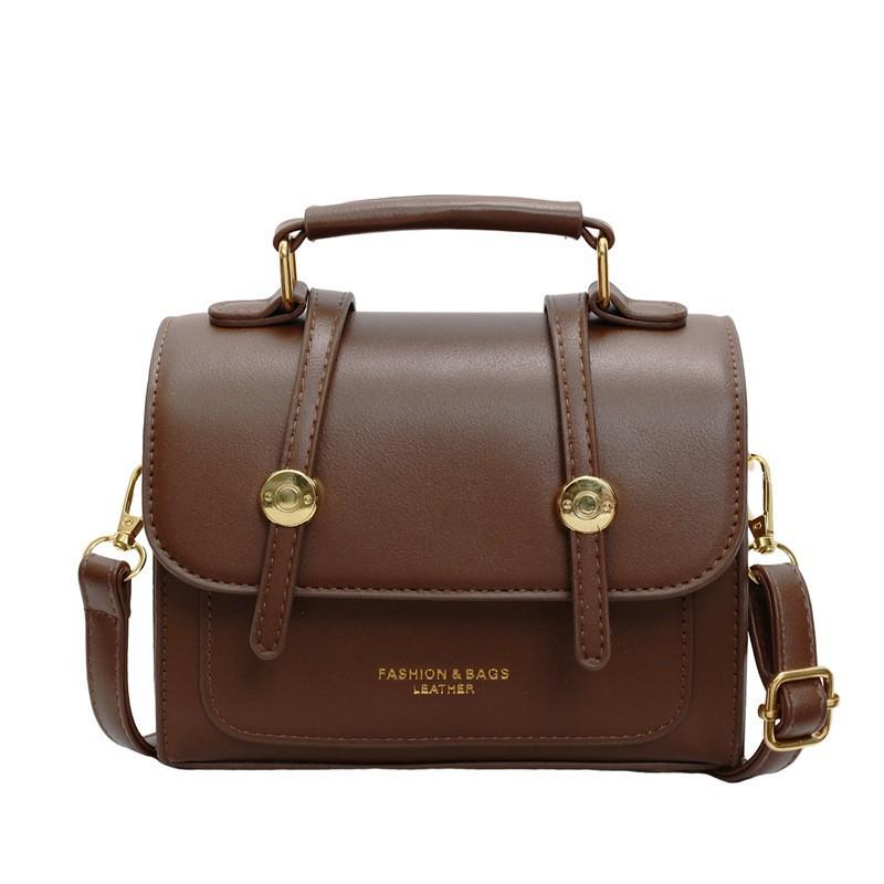 

Western-style Retro Small Bag Women s Seasonal New Popular Solid Color Cross-body Fashionable Portable Square коричневий