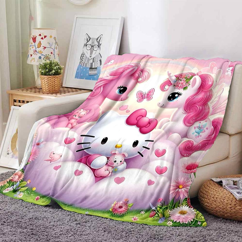 

1 шт. Плед Hello Kitty Единорог Легкий фланелевый плед для дивана кровати путешествий кемпинга гостиной офиса дивана кресла 80cmx120cm