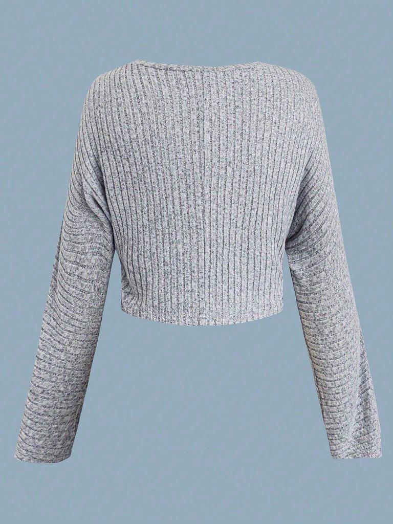 Plus Size Women's Knit Cardigan & Split Camisole Dress Set - Korean Style Autumn/Winter