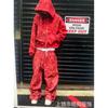 Oversized Y2K Streetwear Hoodie Set With Contrast Camo Print Loose Fit Sweatshirt Straight Leg Pants Teens