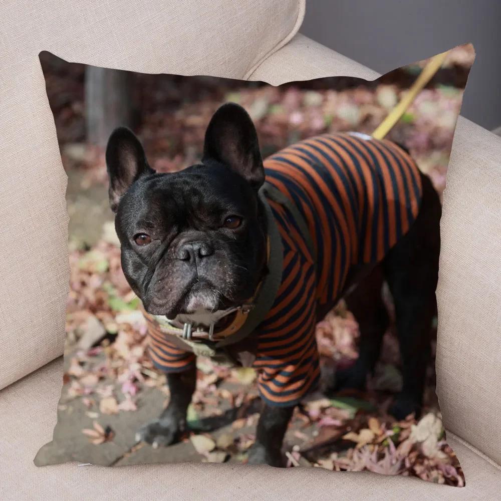 Home Decor Cute Pet Mini French Bulldog Pillowcase Sofa Car Decoration Animal Dog Cushion Cover Printed