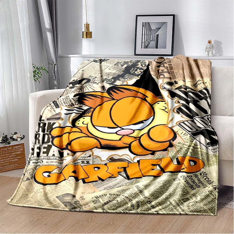 Cartoon Cute Yellow Cat G-Garfield Anime Blanket Flannel Extra Large Warm Soft Sofa Bed Bedroom Portable Blanket Bed Cover Gift