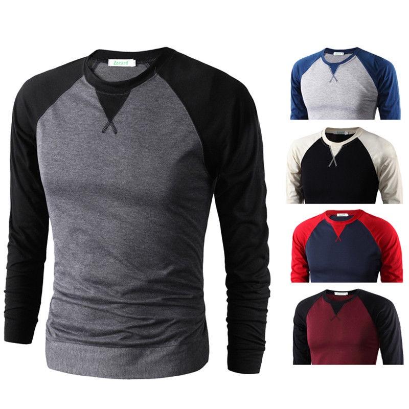 Stylish Men's Slim Fit Crew Neck Long Sleeve Raglan Tee With Classic Appeal