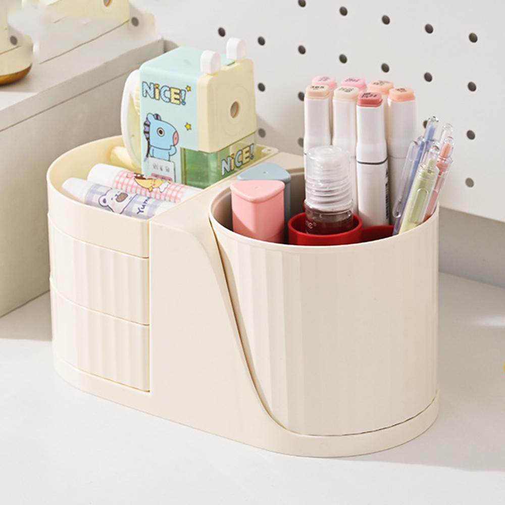 Rotating Desk Organizer Desktop Multi-Functional Storage Holder 180° Swivel Pen Holder B