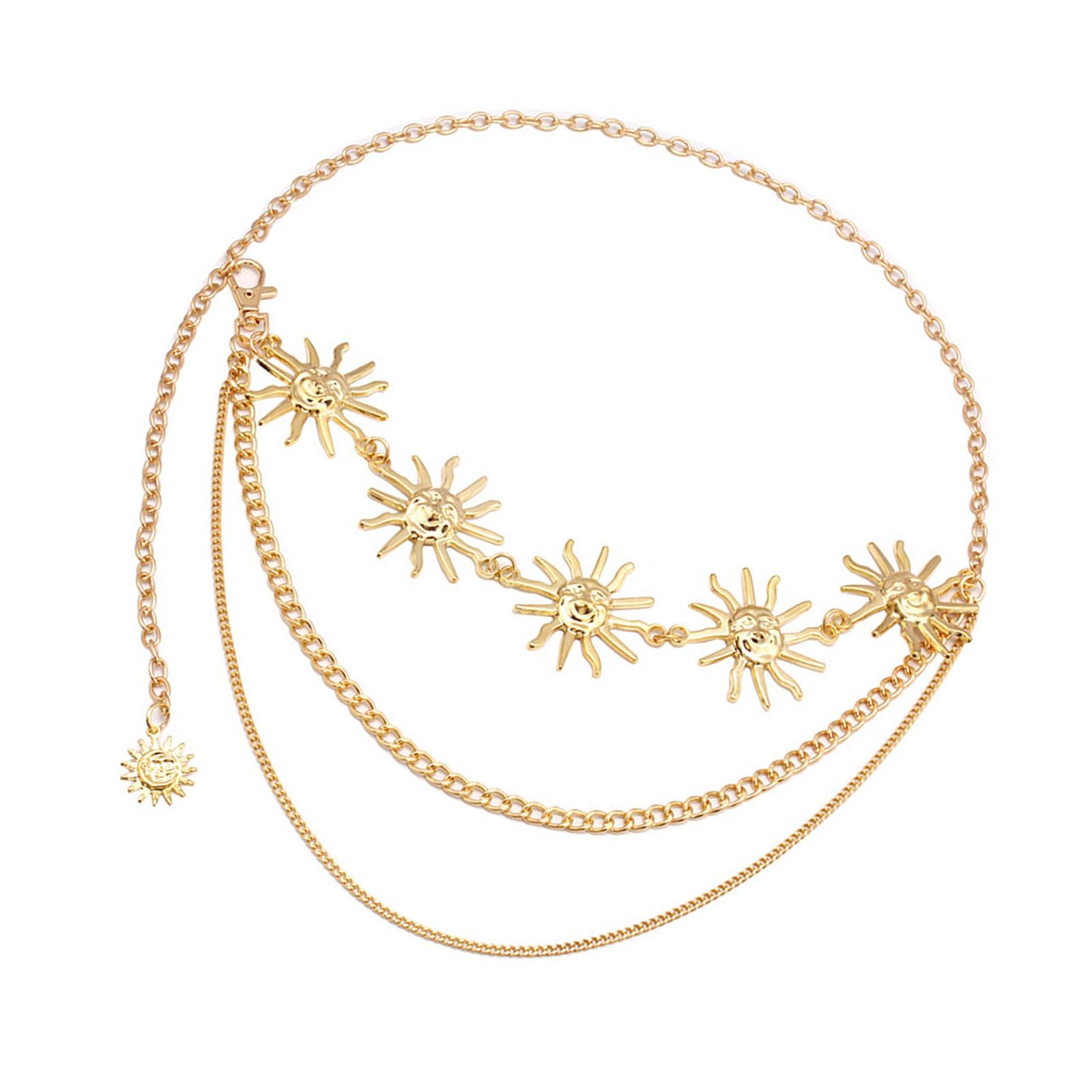 

Модная золотая цепочка для тела с изображением солнца/луны для женщин, регулируемая длина пояса, привлекающий внимание аксессуар для джинсов 1