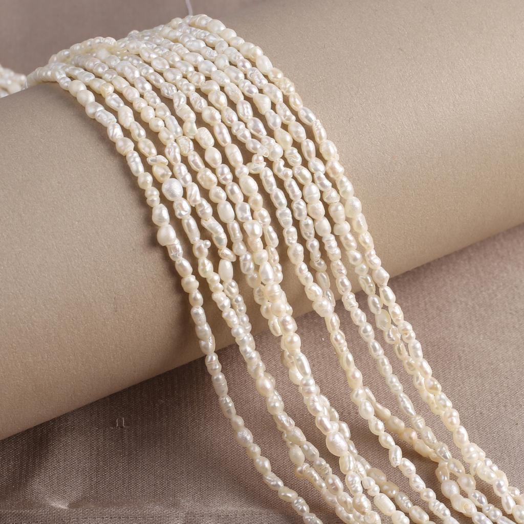 1String, White Natural Freshwater Pearls, Irregular Rice Pearl Beads, 1.8-2mm, for DIY Jewelry Making, Unique Birthday Party Wedding Crafts, 36cm