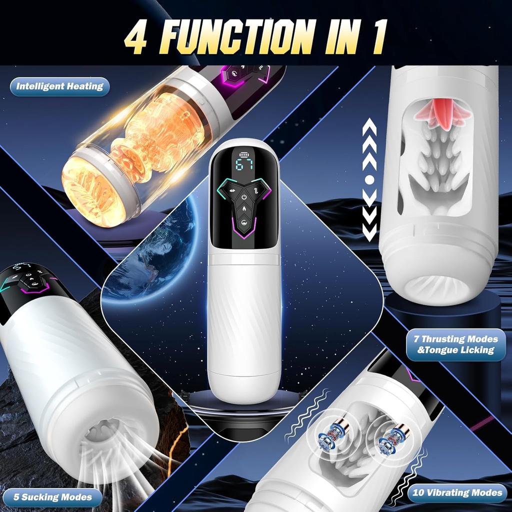 Heizung Automatischer Männlicher Masturbator KI & App-Steuerung Blowiob-Maschine Pocket Pussy Penis Pumpe LCD-Anzeige Sexspielzeug für Männer