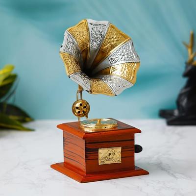 Premium Sparkle Square Gramophone Showpiece Decorative Items for Home Decor