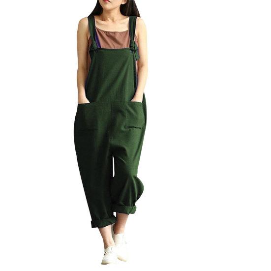 Einfarbige Damen-Overalls für Frühling und Sommer, lässig, lockere Trägerhose