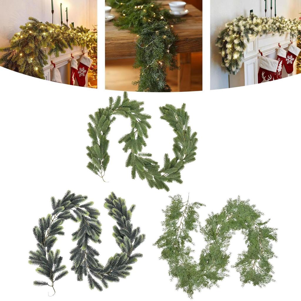Pine Garland Length 200cm Decorations Artificial Green Garland Green Christmas Garland for Holiday Mantel Party Wreaths Wedding