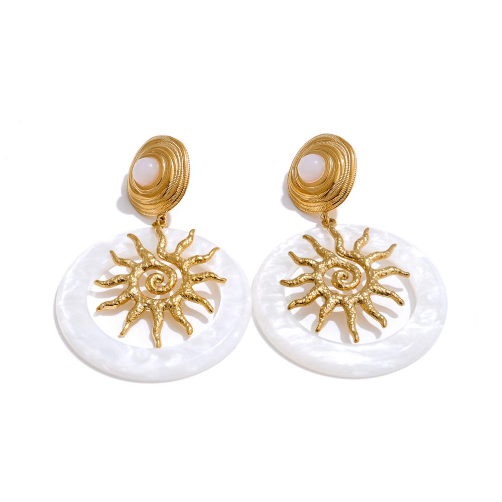 

Yhpup Hot Style Metal Sun Round Acrylic Drop Dangle Light Earrings Trending Stainless Steel Charm Daily Jewelry Ear Accessories