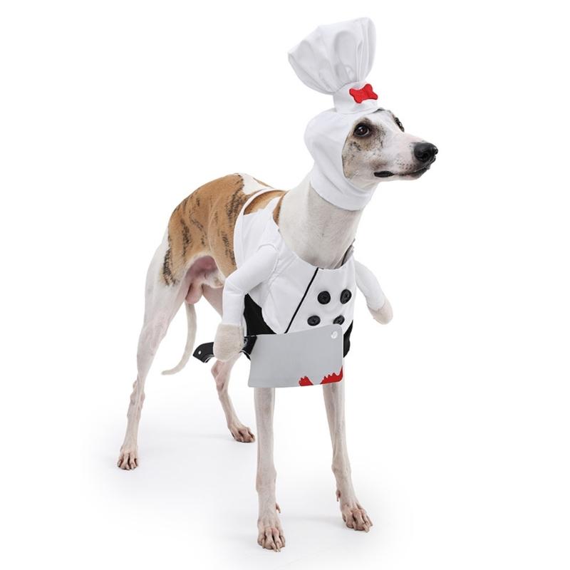 Creative Cook Cosplay Pet Costume with Cutter and Cook Hat Funny Cook Outfit For Dog Cats Daily Wear Halloween Party