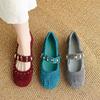 Fashion New Spring/Summer Cow Suede Women Pumps Shoes for Women Fashion Rivet Round Toe Mary Jane Shoes Low Heels Flat Shoes Women