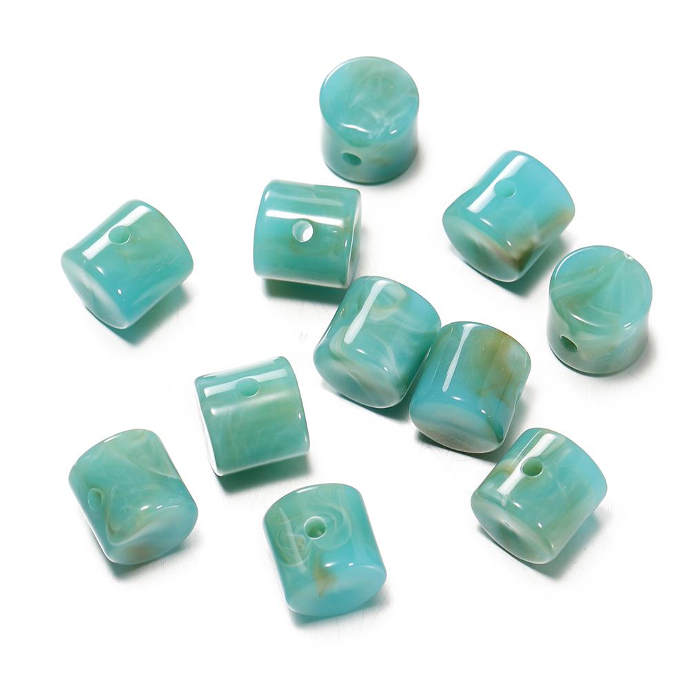 10 Stück 11,5x12mm Zylindrische Perlen Acryl Imitation Stein Lose Abstandshalterperlen für DIY Armband Halskette Schmuckherstellung Zubehör