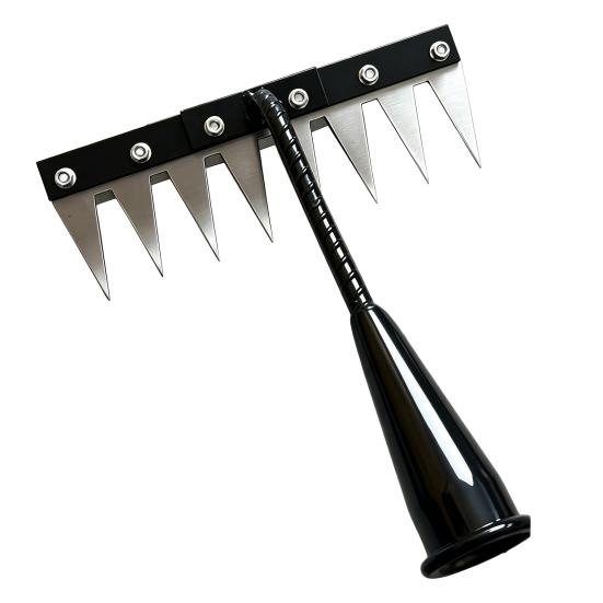 Weeding Rake Detachable Design Manganese Steel Garden Weeder Rake with Sharp Tip Wide Teeth Soil Penetration Rake