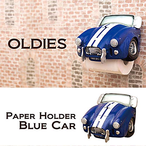 Akizuki Trading Paper Holder Cover Blue Car W20.5×D16×H14cm Oldies Toilet Paper Holder GA289