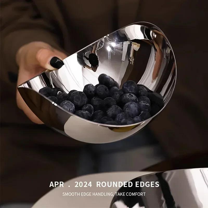 Luxury 304 Stainless Steel Snack Fruit Bowl, Large Salad Serving Dish, Fruit Tray, Storage for Home, Living Room, Kitchen, Coffe