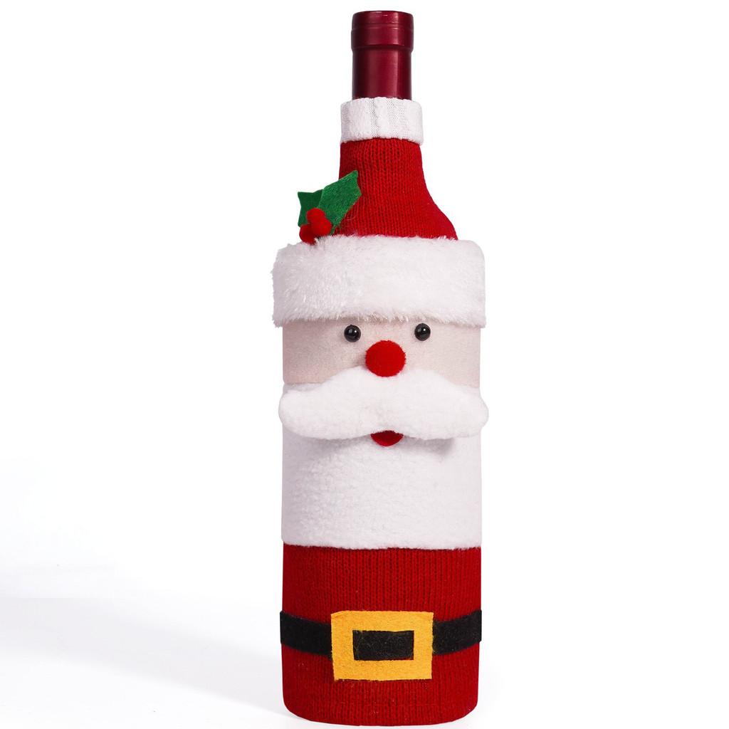 

Christmas Wine Bottle Cover Santa Snowman Woven Wine Bottle Bags For Christmas Party Dinner Table Decorations New Year Gifts