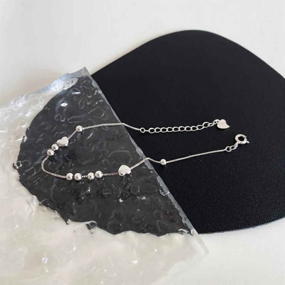 925 Silver Double Love Heart Hollow Beads Bracelet Adjustable Romantic Jewelry for Women Fashion Classic