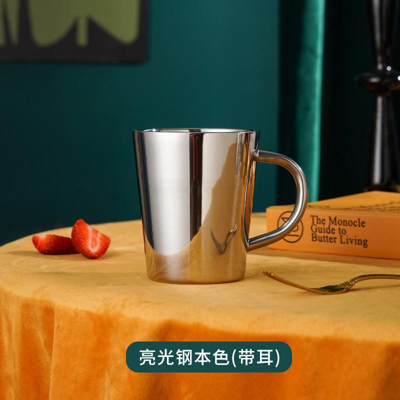 

Корейская двухслойная изолированная чашка для воды SUS304 с ручкой для домашнего использования, пивная чашка, молочная кофейная чашка, устойчивая к падениям, стеклянная кружка 300ml