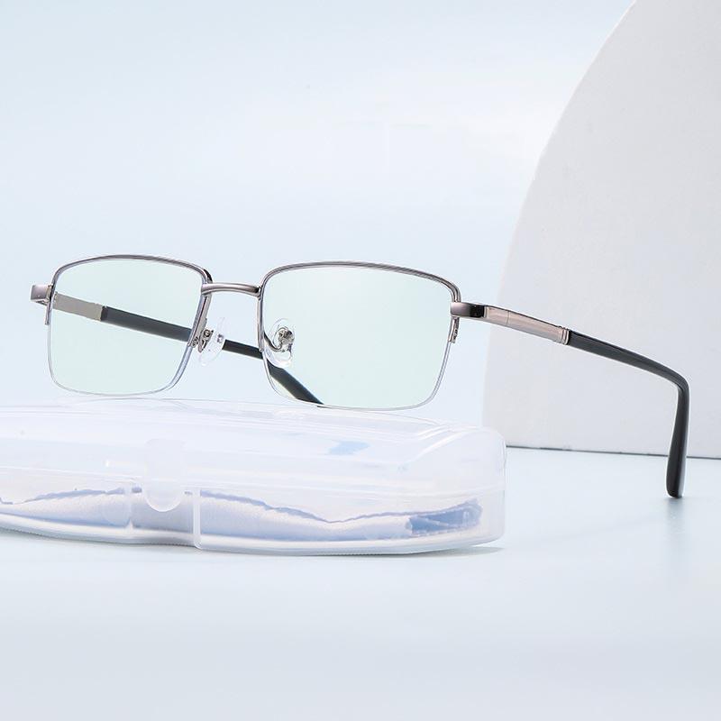 

Роскошные металлические очки для чтения с защитой от синего света, мужские деловые квадратные очки для пресбиопии, мужские очки для дальнозоркости, диоптрии 4