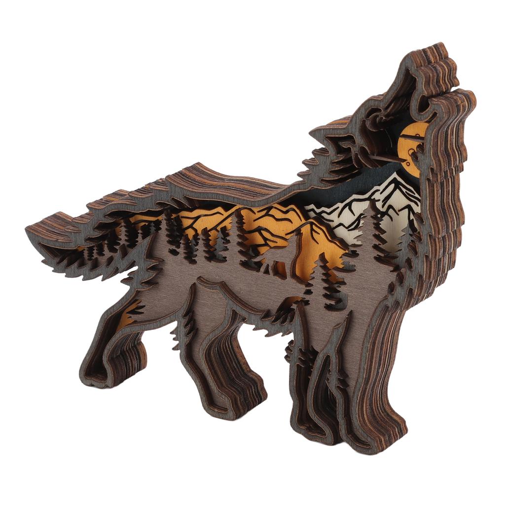 Wolf Totem Statue Wolf Howling Mechanical Engraving Safe Durable Wood Widely Used Wooden Wolf