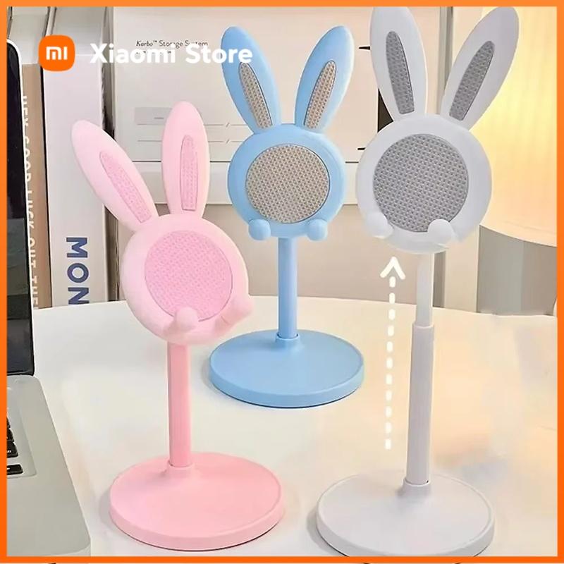 Xiaomi Adjustable Cartoon Bunny Ear Phone Stand Cute Rabbit Universal Tablet Holder Desktop Retractable Organizer For Home Office Decor