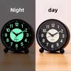 A 4inch Silent Luminous Battery Alarm Clock, No Ticking Sound, Night Light Design, Table Clock, Metal Material, Suitable for Students, Deep Sleepers